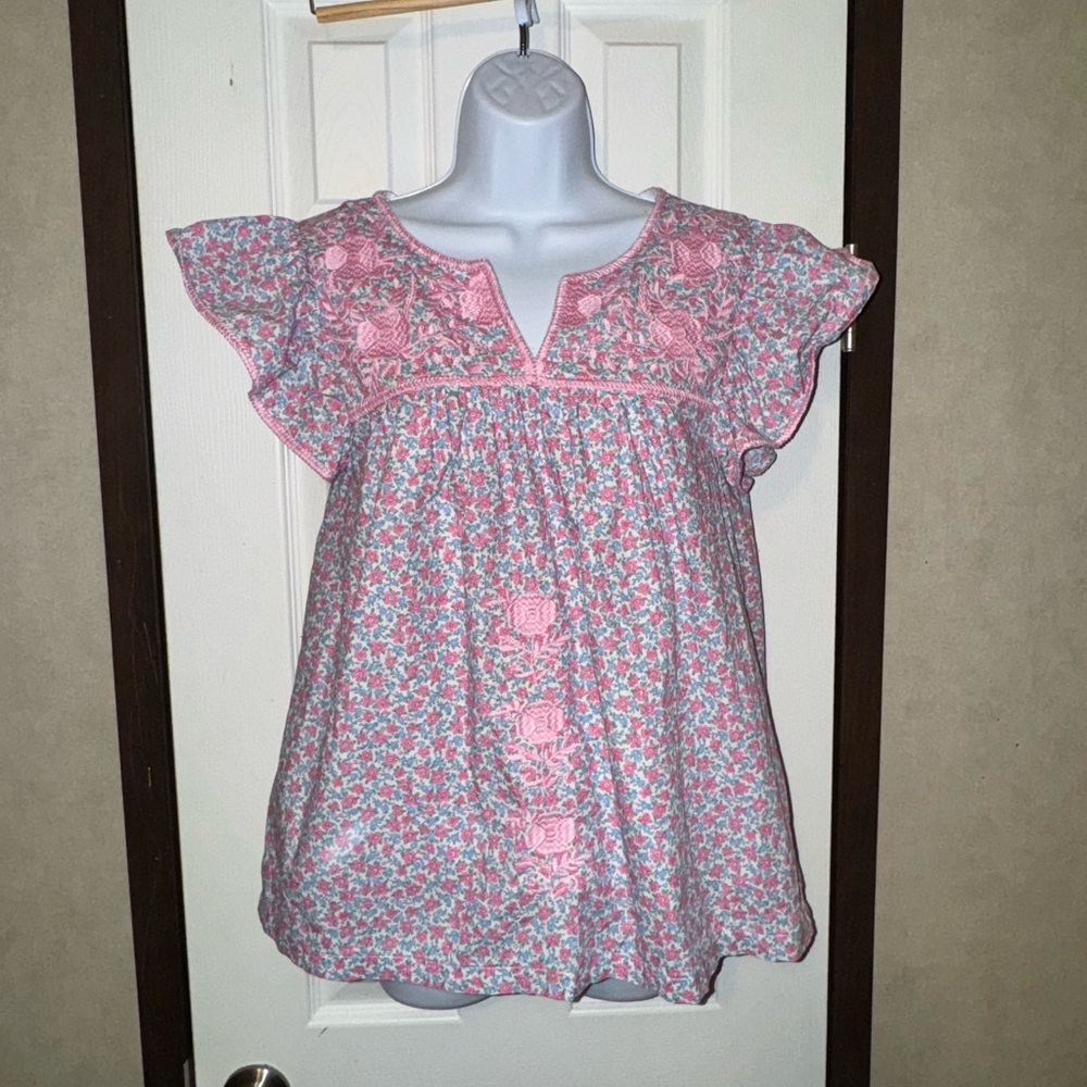 JMARIE Floral Pink and Blue Top